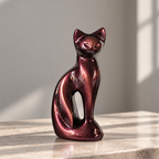 Bruinrode kattenurn zittende kat van 400 ml met keramische uitstraling
