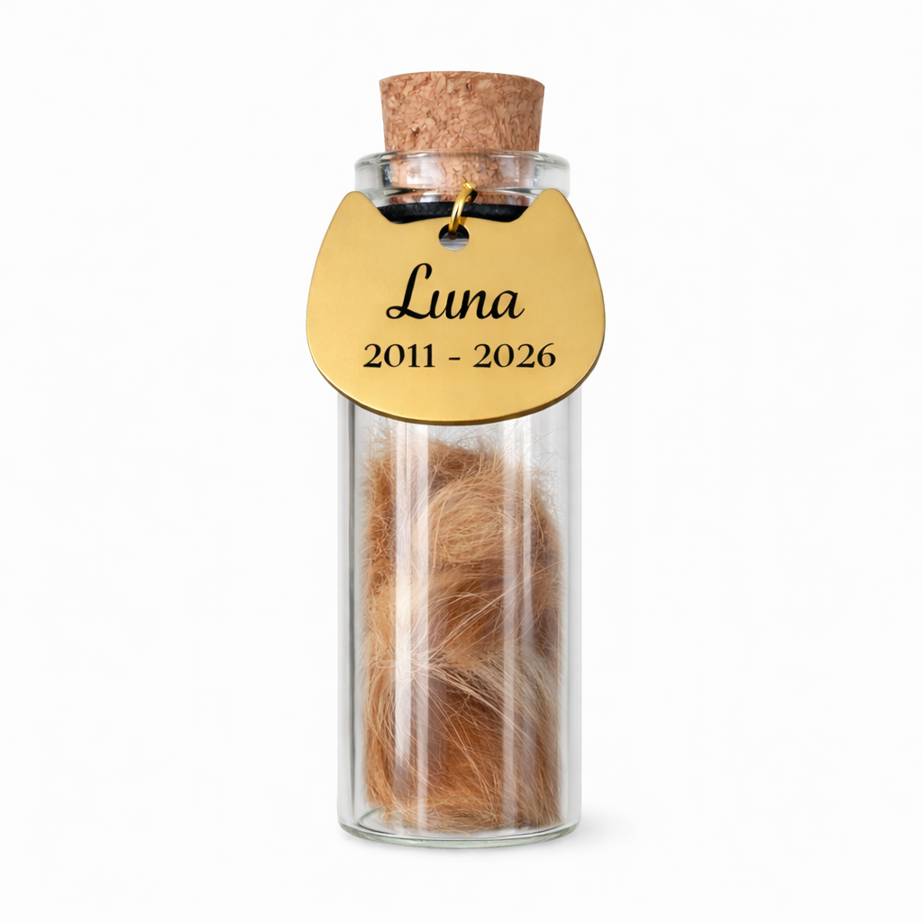 Memorial flesje hanger met naam - kat