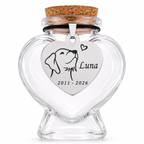 Glazen memorial flesje met gegraveerde hanger voor kat of hond