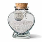 Glazen memorial flesje met tekst 'A piece of my heart lives in heaven'