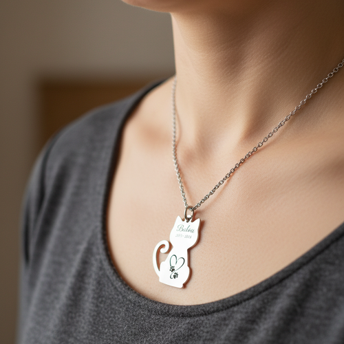 Hanger met gravure kat - detailfoto