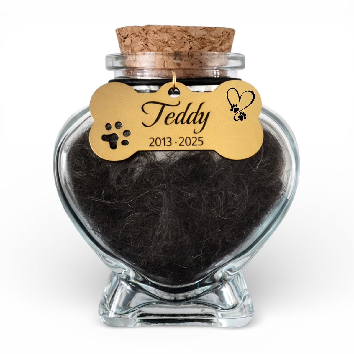 Memorial flesje hond met gegraveerde hanger