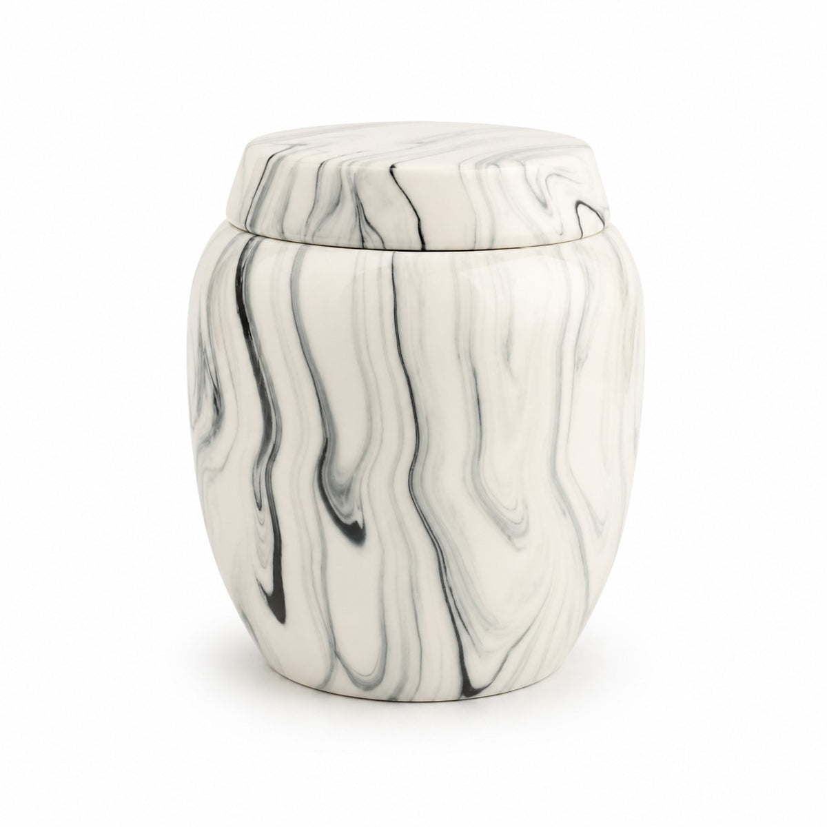 De laatste aai keramische urn met een stijlvolle grijs-witte marmerlook en minimalistisch design