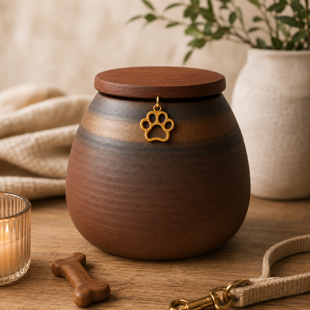Bruine urn 200 ml - detailfoto