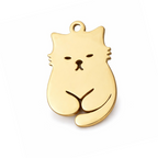 Memorial flesje kat goud/zilver - close-up