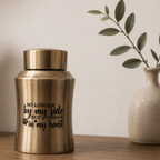 Gouden RVS urn voor hond of kat, 250 ml, zijaanzicht