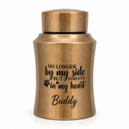 Gouden RVS urn kat en hond met gegraveerde tekst, 250 ml