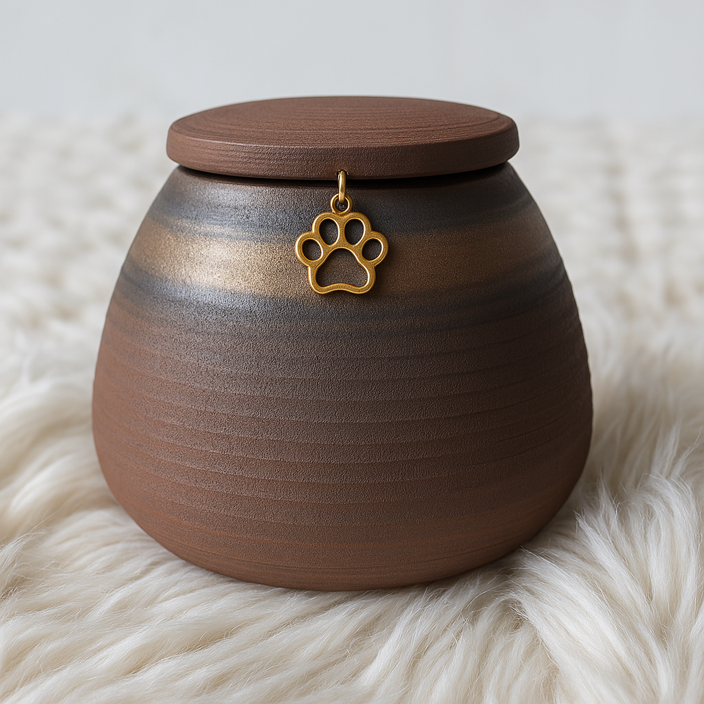 Bruine urn 200 ml - close-up