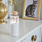 Glazen memorial flesje met roségoudkleurige hanger voor huisdier