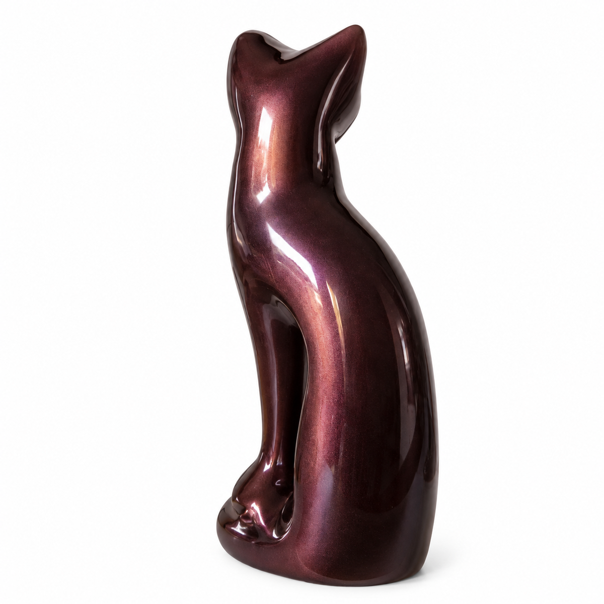 Kattenurn zittende kat in bruin en rood, geschikt voor binnen