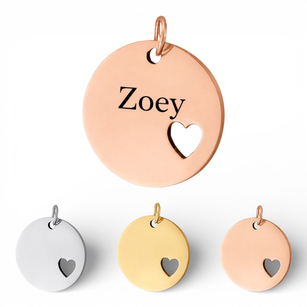 Hanger met gravure - rond met hartje